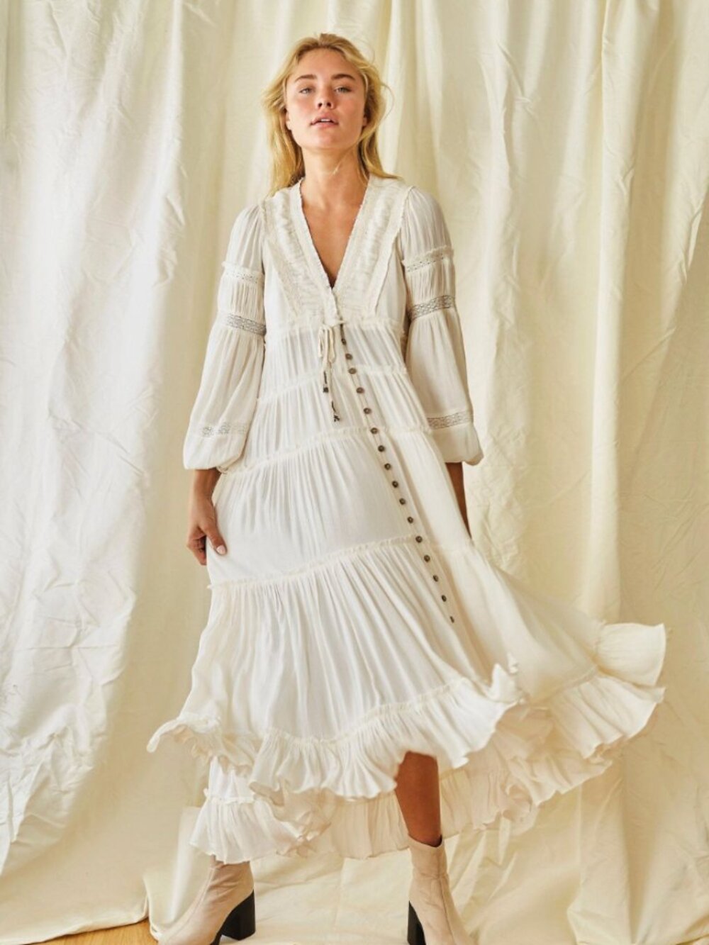 NWT Free People Cassis Midi Dress in Ivory Large